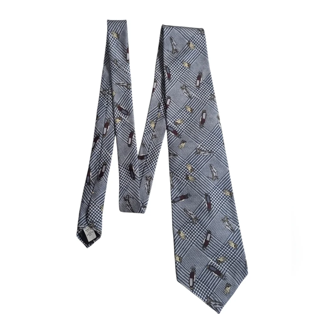 🏌️‍♂️ Enrico Uomo 100% Imported Silk Golf Novelty Tie – Blue Houndstooth